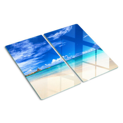 Planche à découper verre Plage tropicale avec ciel bleu