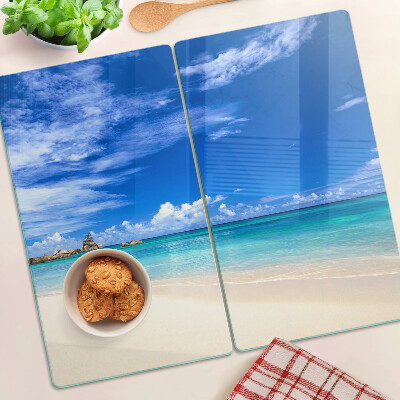 Planche à découper verre Plage tropicale avec ciel bleu