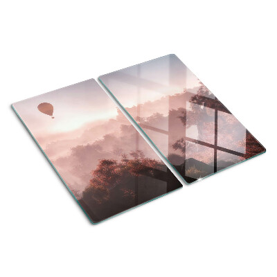 Planche à découper verre Montgolfière au-dessus du paysage