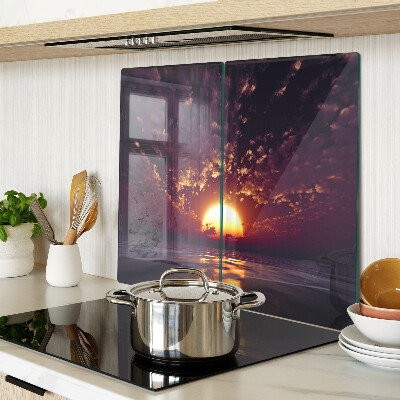 Planche à découper verre Coucher de soleil sur la mer