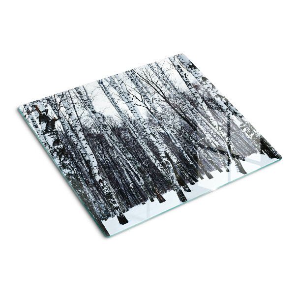 Planche à découper en verre Forêt d'hiver avec des bouleaux