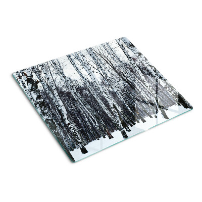 Planche à découper en verre Forêt d'hiver avec des bouleaux