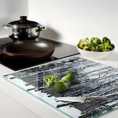 Planche à découper en verre Forêt d'hiver avec des bouleaux