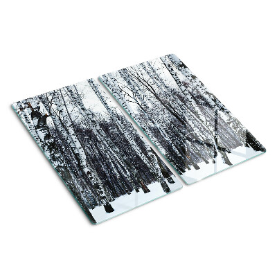 Planche à découper en verre Forêt d'hiver avec des bouleaux