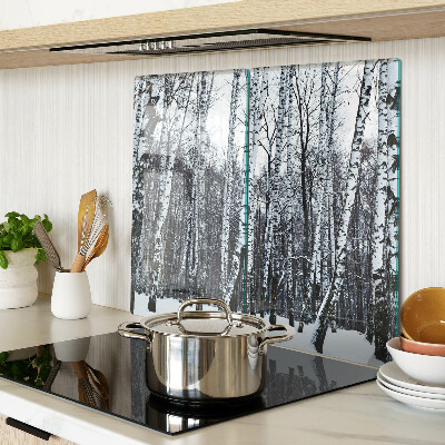 Planche à découper en verre Forêt d'hiver avec des bouleaux
