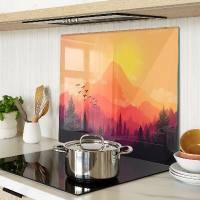 Planche à découper en verre Paysage de montagne au coucher du soleil