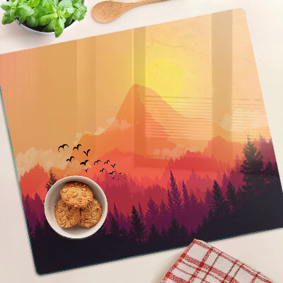 Planche à découper en verre Paysage de montagne au coucher du soleil
