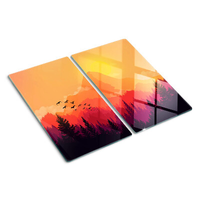 Planche à découper en verre Paysage de montagne au coucher du soleil