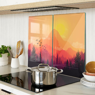 Planche à découper en verre Paysage de montagne au coucher du soleil