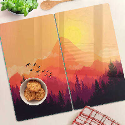 Planche à découper en verre Paysage de montagne au coucher du soleil