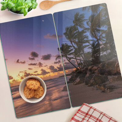 Planche à découper verre Coucher de soleil sur la plage