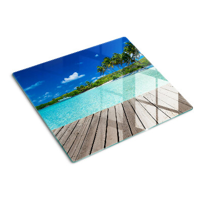 Planche à découper en verre Plage tropicale avec palmiers