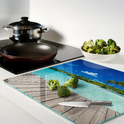 Planche à découper en verre Plage tropicale avec palmiers