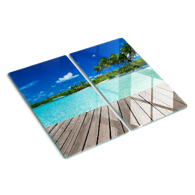 Planche à découper en verre Plage tropicale avec palmiers