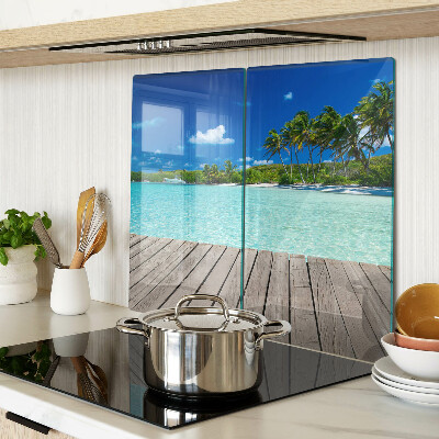 Planche à découper en verre Plage tropicale avec palmiers
