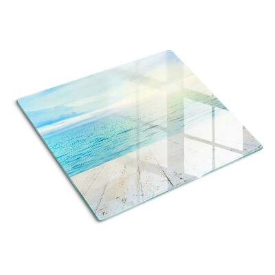 Planche à découper en verre La mer et la jetée en bois
