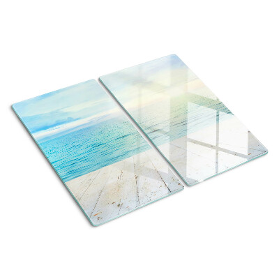 Planche à découper en verre La mer et la jetée en bois