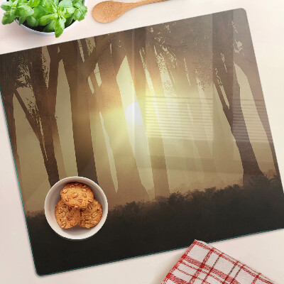 Planche à découper en verre Coucher de soleil dans la forêt