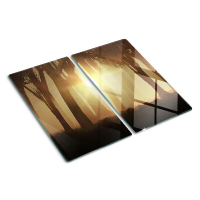 Planche à découper en verre Coucher de soleil dans la forêt