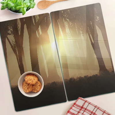 Planche à découper en verre Coucher de soleil dans la forêt