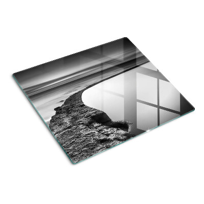Planche à découper verre Paysage de bord de mer aux nuances de gris