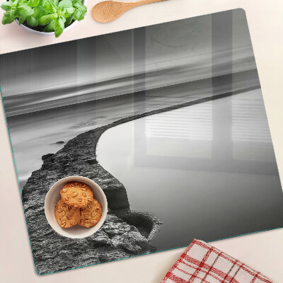 Planche à découper verre Paysage de bord de mer aux nuances de gris