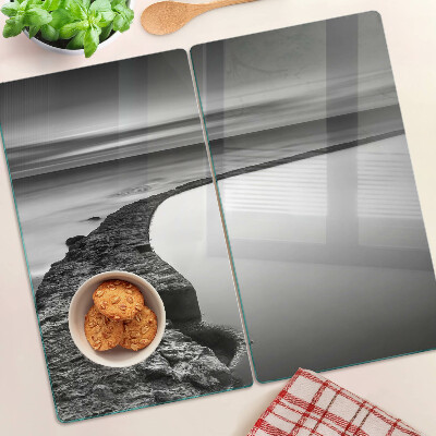 Planche à découper verre Paysage de bord de mer aux nuances de gris