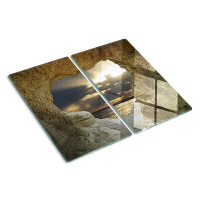 Planche à découper verre Vue sur la mer à travers la grotte