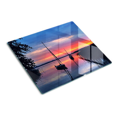 Planche à découper en verre Coucher de soleil sur le lac