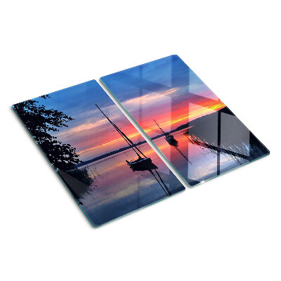 Planche à découper en verre Coucher de soleil sur le lac