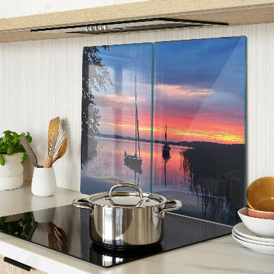 Planche à découper en verre Coucher de soleil sur le lac