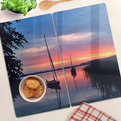 Planche à découper en verre Coucher de soleil sur le lac