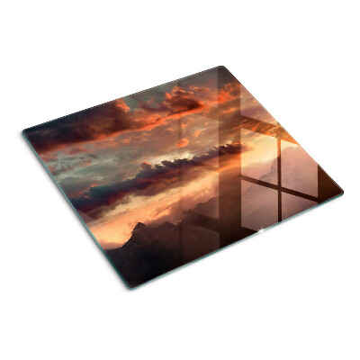 Planche à découper en verre Coucher de soleil sur les montagnes