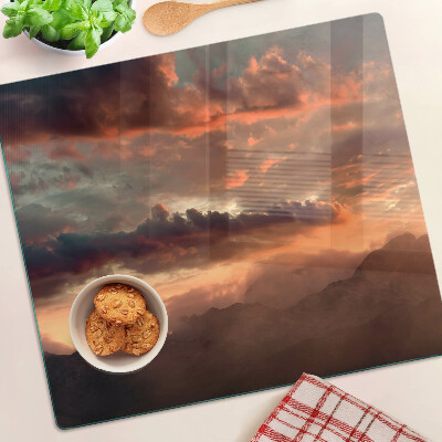 Planche à découper en verre Coucher de soleil sur les montagnes