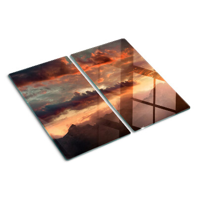 Planche à découper en verre Coucher de soleil sur les montagnes