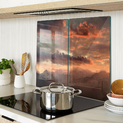 Planche à découper en verre Coucher de soleil sur les montagnes