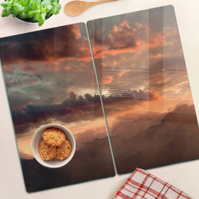 Planche à découper en verre Coucher de soleil sur les montagnes