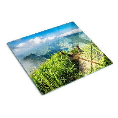 Planche à découper verre Paysage de montagne avec verdure