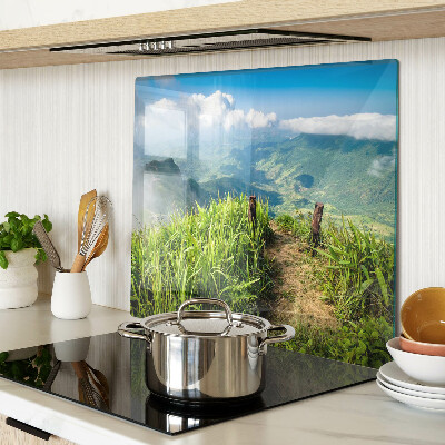Planche à découper verre Paysage de montagne avec verdure
