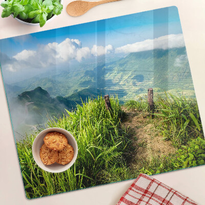 Planche à découper verre Paysage de montagne avec verdure