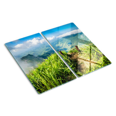 Planche à découper verre Paysage de montagne avec verdure