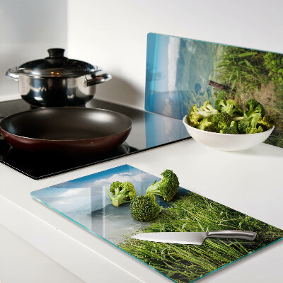 Planche à découper verre Paysage de montagne avec verdure