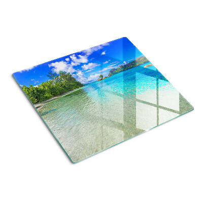 Planche à découper en verre Plage tropicale aux eaux azurées