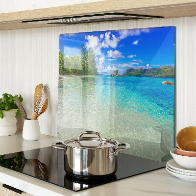 Planche à découper en verre Plage tropicale aux eaux azurées