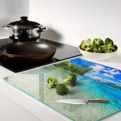 Planche à découper en verre Plage tropicale aux eaux azurées