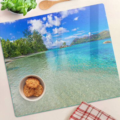 Planche à découper en verre Plage tropicale aux eaux azurées