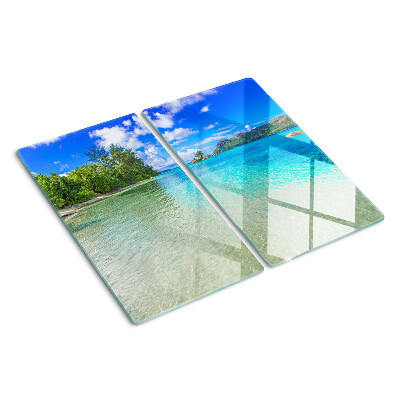 Planche à découper en verre Plage tropicale aux eaux azurées