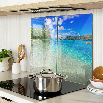 Planche à découper en verre Plage tropicale aux eaux azurées
