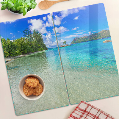 Planche à découper en verre Plage tropicale aux eaux azurées