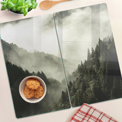 Planche à découper en verre Paysage de montagne avec brouillard